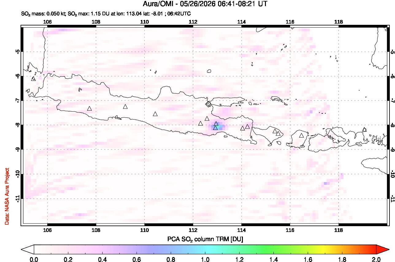 A sulfur dioxide image over Java, Indonesia on May 26, 2026.
