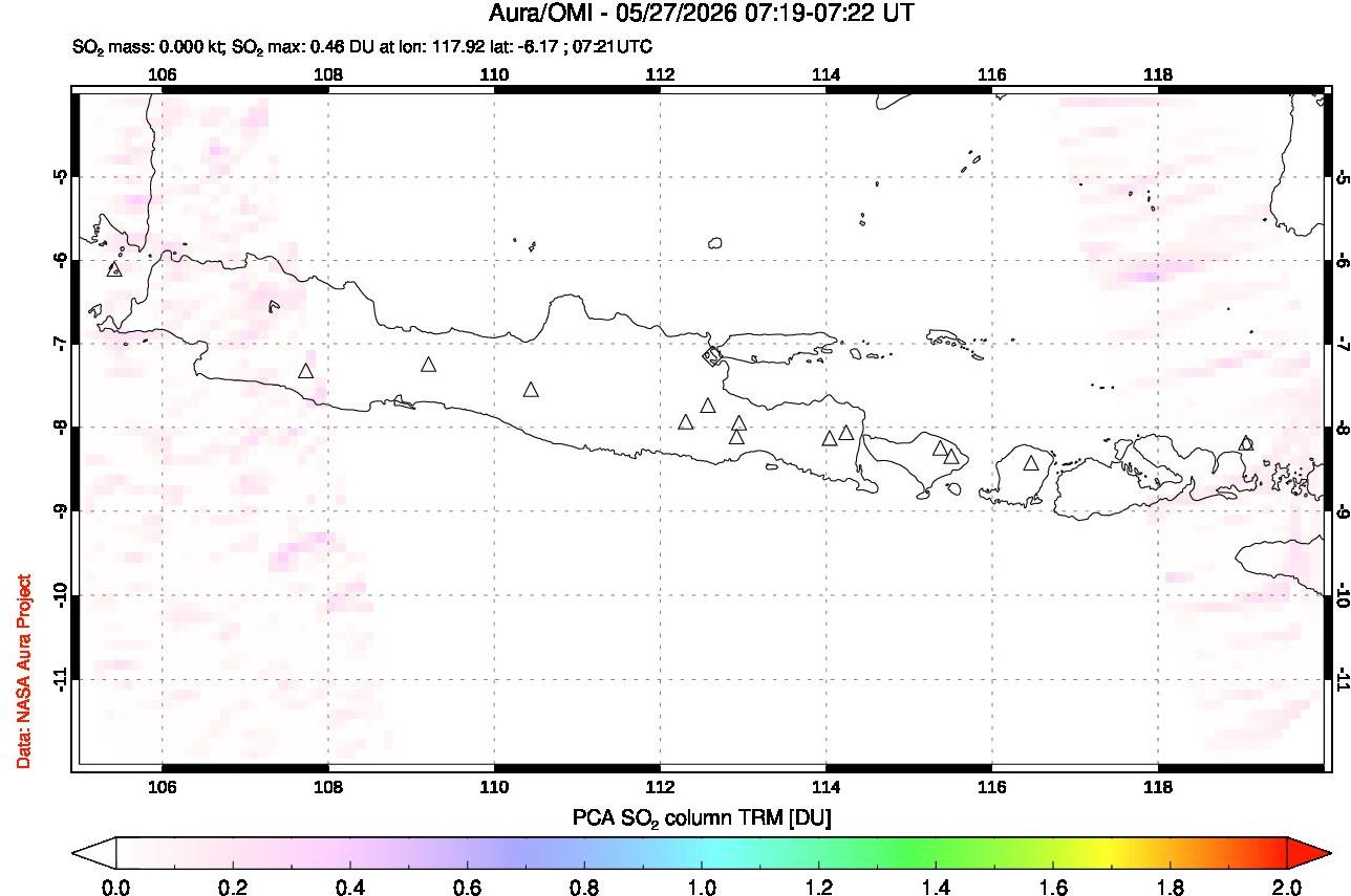 A sulfur dioxide image over Java, Indonesia on May 27, 2026.