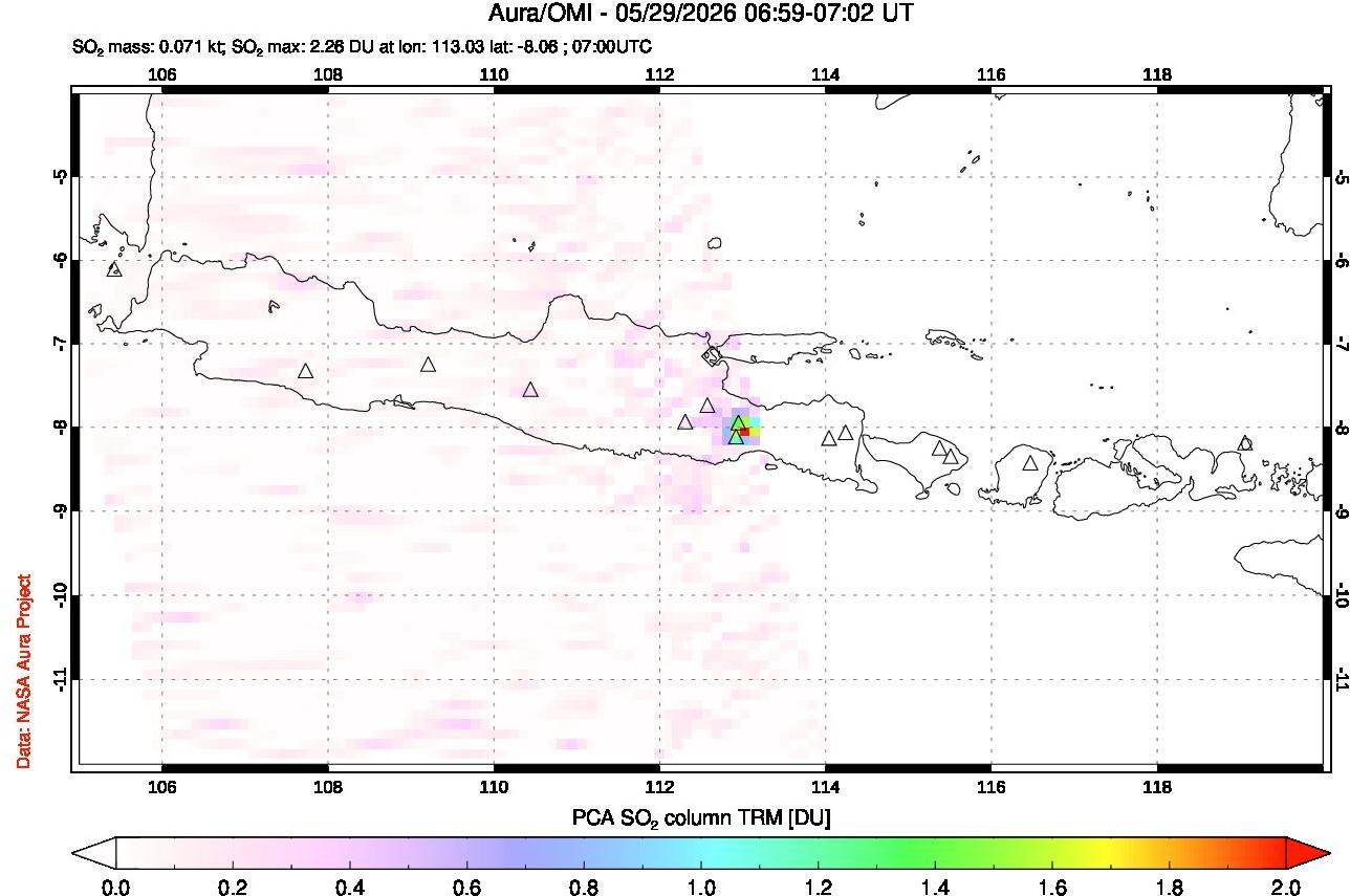 A sulfur dioxide image over Java, Indonesia on May 29, 2026.