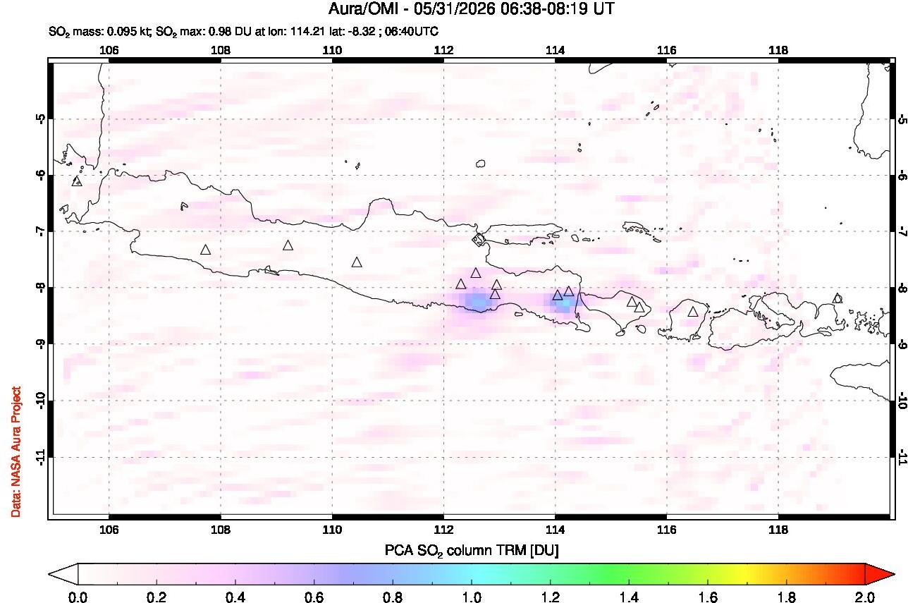 A sulfur dioxide image over Java, Indonesia on May 31, 2026.