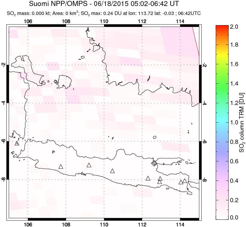 A sulfur dioxide image over Java, Indonesia on Jun 18, 2015.