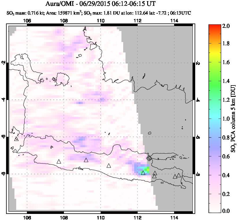 A sulfur dioxide image over Java, Indonesia on Jun 29, 2015.