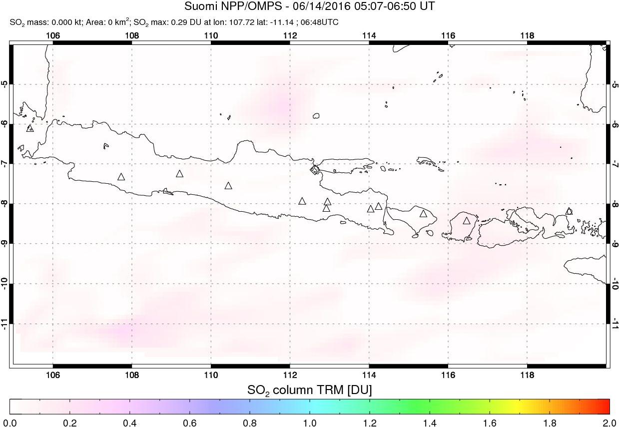 A sulfur dioxide image over Java, Indonesia on Jun 14, 2016.