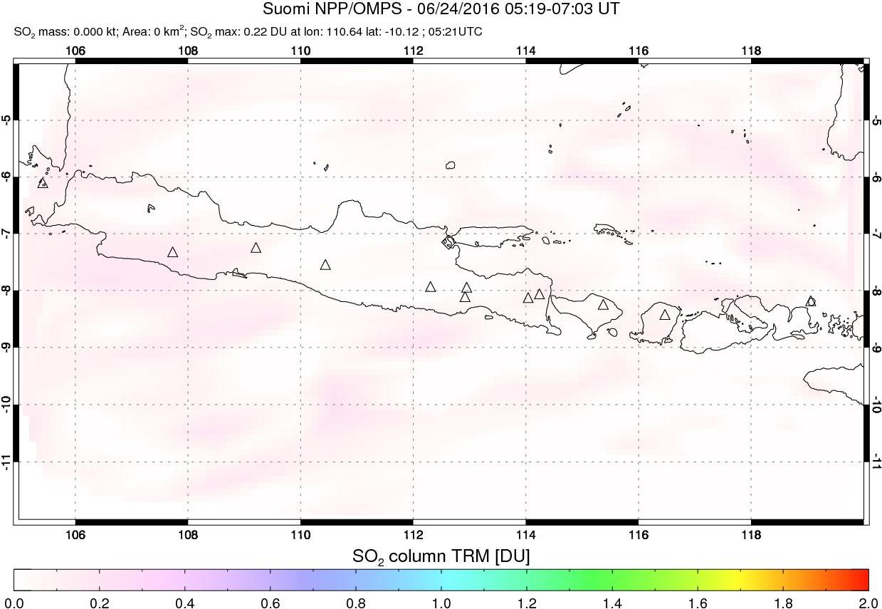 A sulfur dioxide image over Java, Indonesia on Jun 24, 2016.