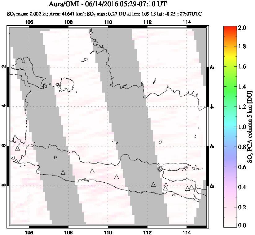 A sulfur dioxide image over Java, Indonesia on Jun 14, 2016.