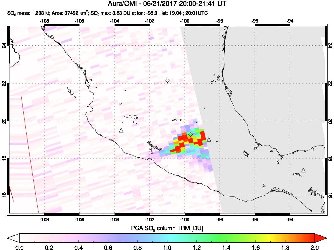 A sulfur dioxide image over Mexico on Jun 21, 2017.