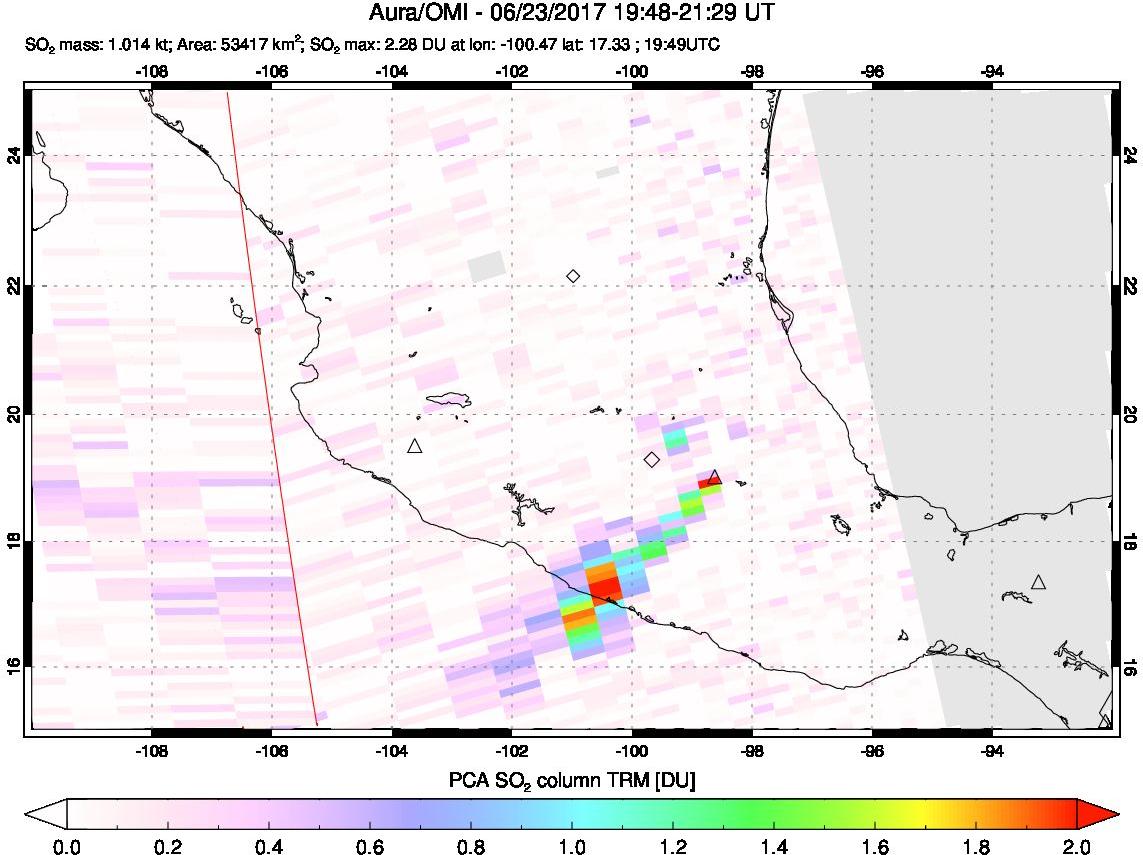 A sulfur dioxide image over Mexico on Jun 23, 2017.