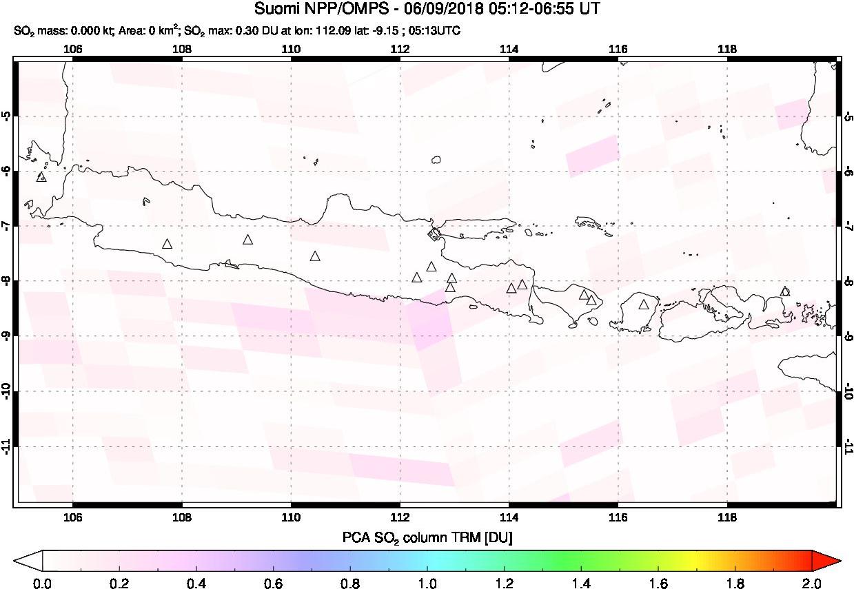 A sulfur dioxide image over Java, Indonesia on Jun 09, 2018.