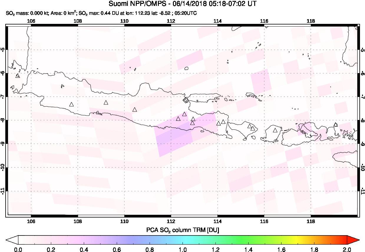 A sulfur dioxide image over Java, Indonesia on Jun 14, 2018.