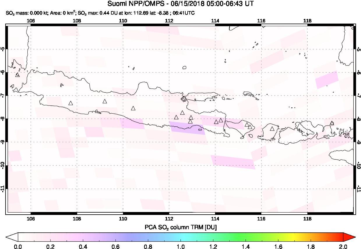 A sulfur dioxide image over Java, Indonesia on Jun 15, 2018.