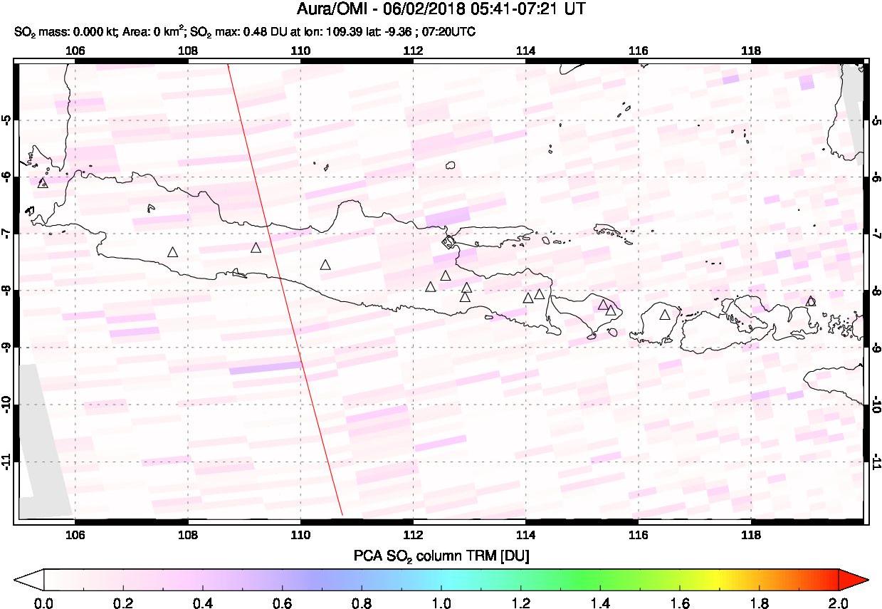A sulfur dioxide image over Java, Indonesia on Jun 02, 2018.