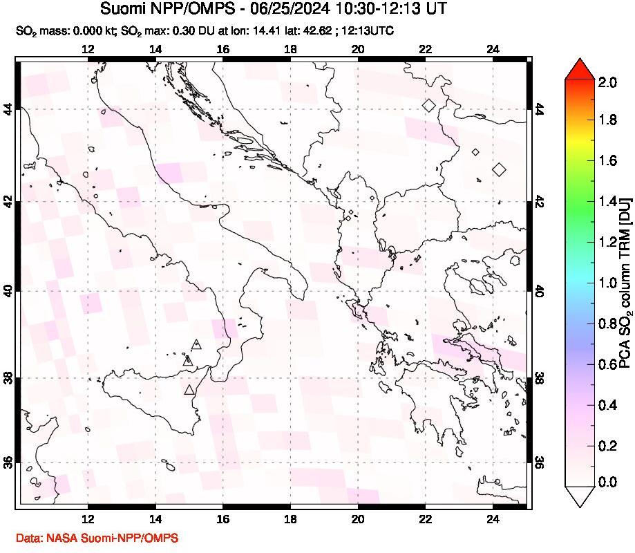 A sulfur dioxide image over Etna, Sicily, Italy on Jun 25, 2024.