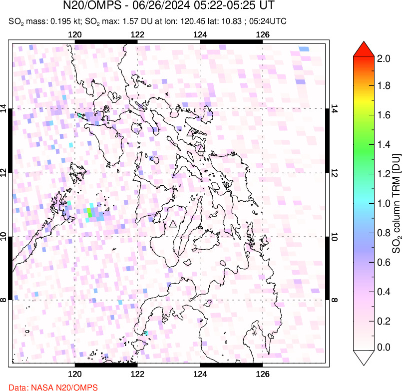 A sulfur dioxide image over Philippines on Jun 26, 2024.