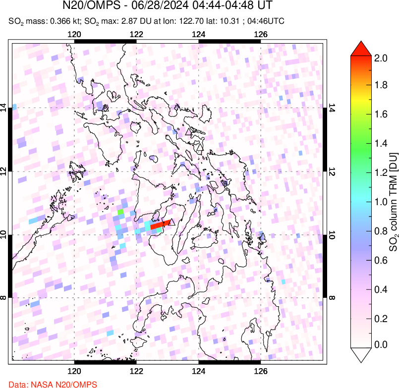 A sulfur dioxide image over Philippines on Jun 28, 2024.