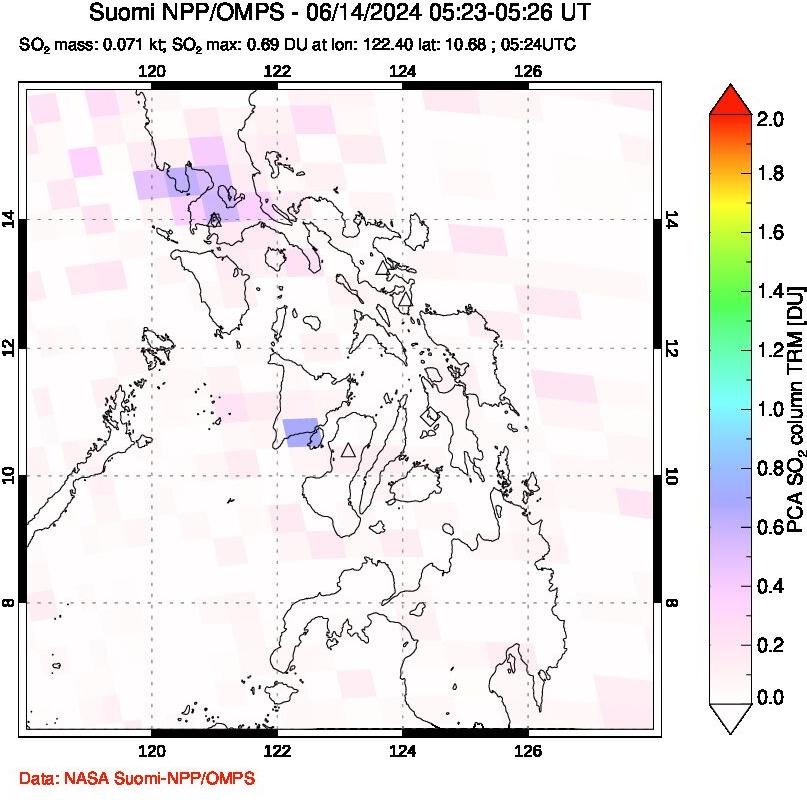 A sulfur dioxide image over Philippines on Jun 14, 2024.