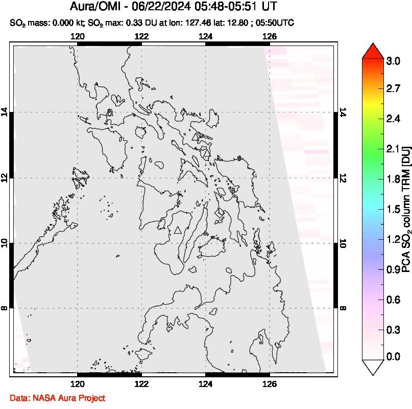 A sulfur dioxide image over Philippines on Jun 22, 2024.