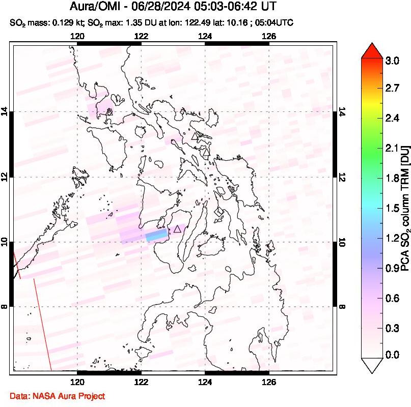 A sulfur dioxide image over Philippines on Jun 28, 2024.