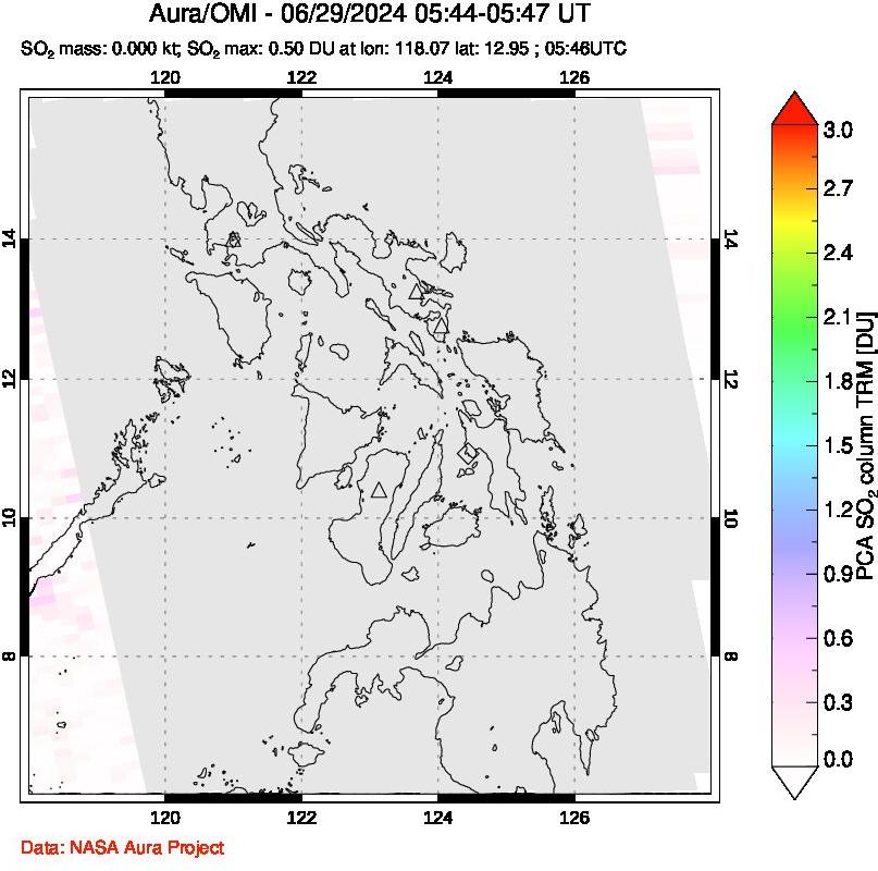 A sulfur dioxide image over Philippines on Jun 29, 2024.