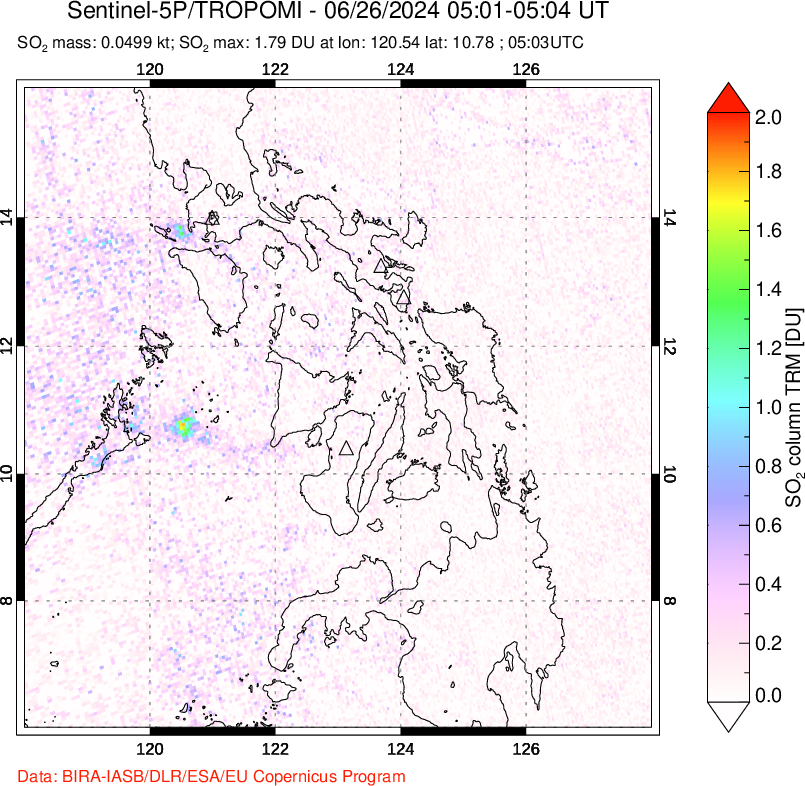 A sulfur dioxide image over Philippines on Jun 26, 2024.