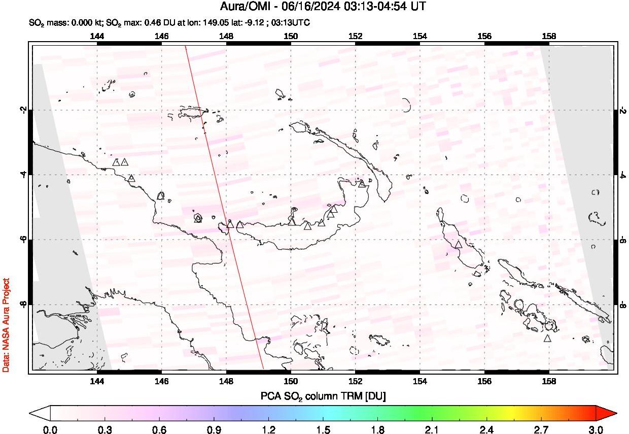 A sulfur dioxide image over Papua, New Guinea on Jun 16, 2024.