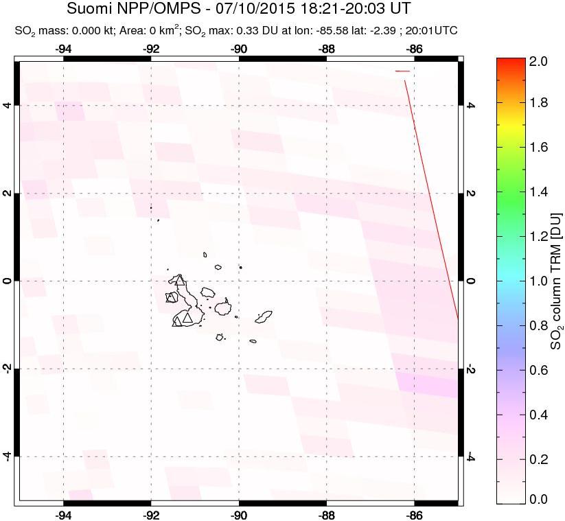 A sulfur dioxide image over Galápagos Islands on Jul 10, 2015.