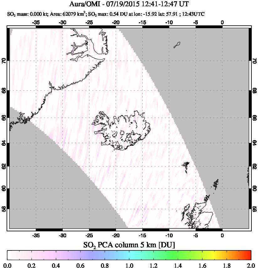 A sulfur dioxide image over Iceland on Jul 19, 2015.