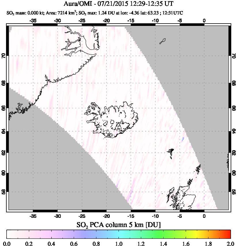 A sulfur dioxide image over Iceland on Jul 21, 2015.