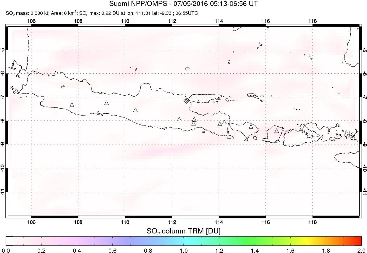 A sulfur dioxide image over Java, Indonesia on Jul 05, 2016.