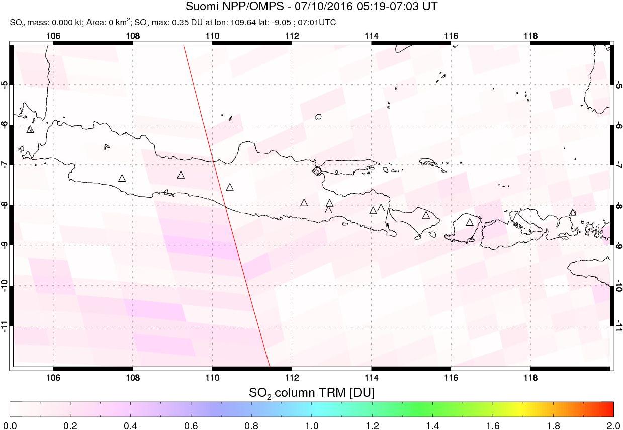 A sulfur dioxide image over Java, Indonesia on Jul 10, 2016.
