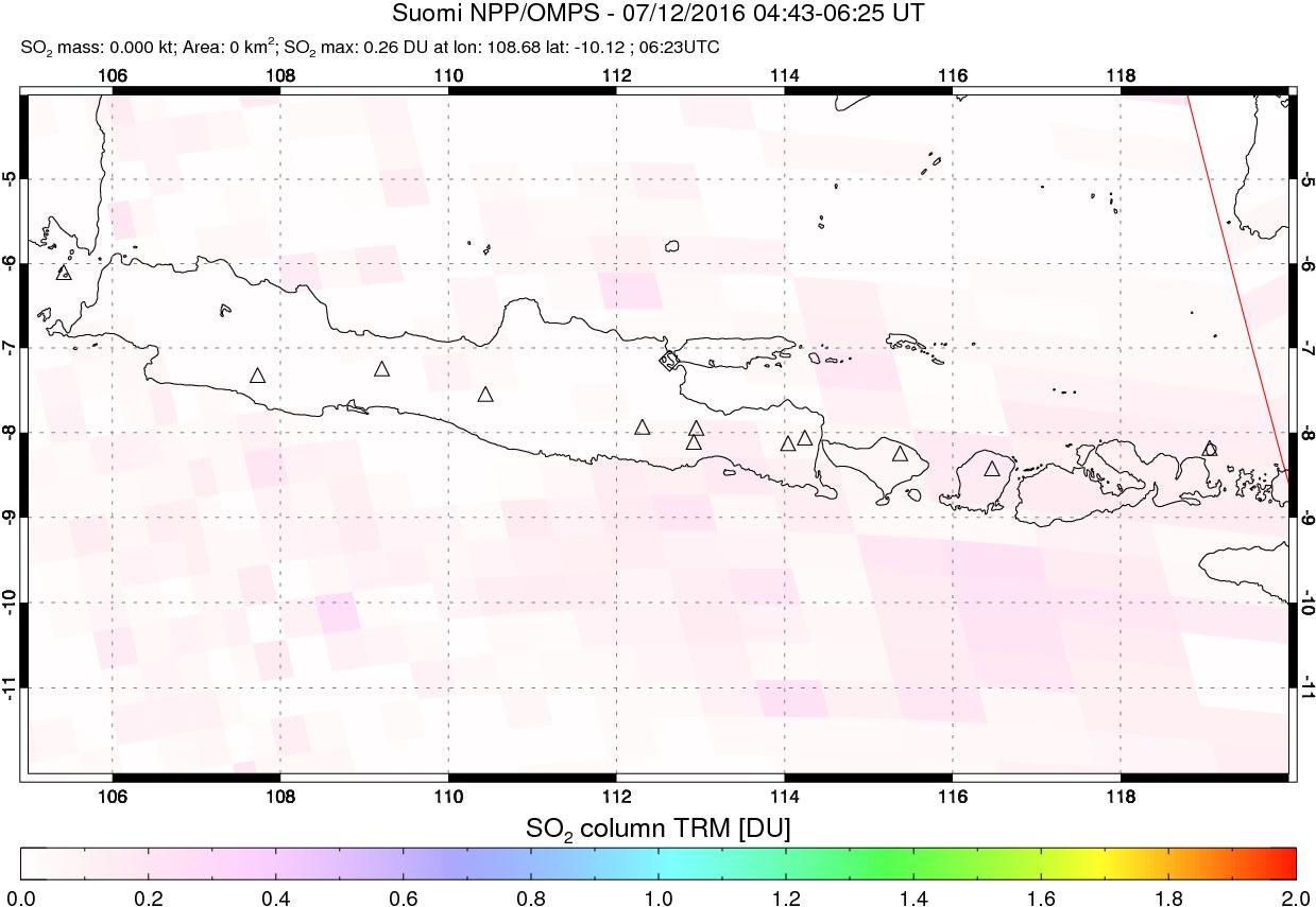 A sulfur dioxide image over Java, Indonesia on Jul 12, 2016.