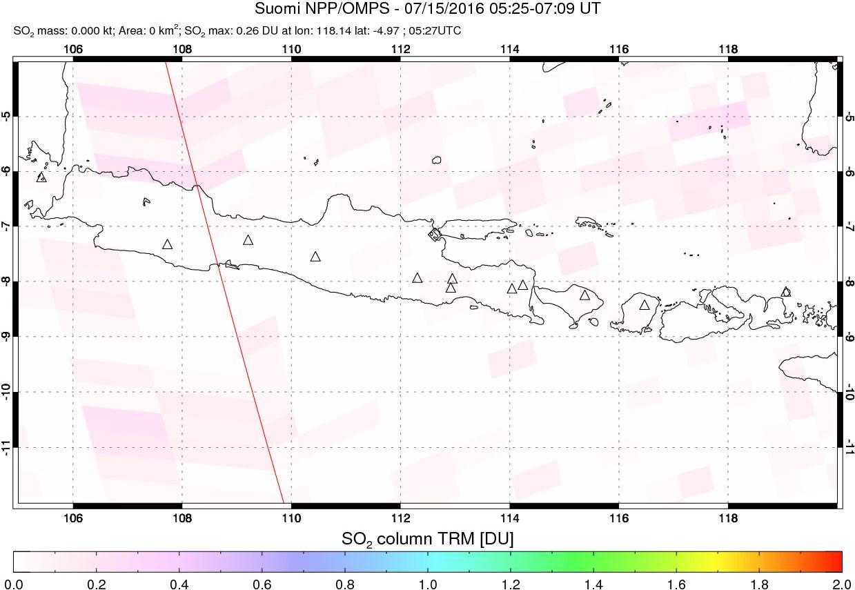 A sulfur dioxide image over Java, Indonesia on Jul 15, 2016.