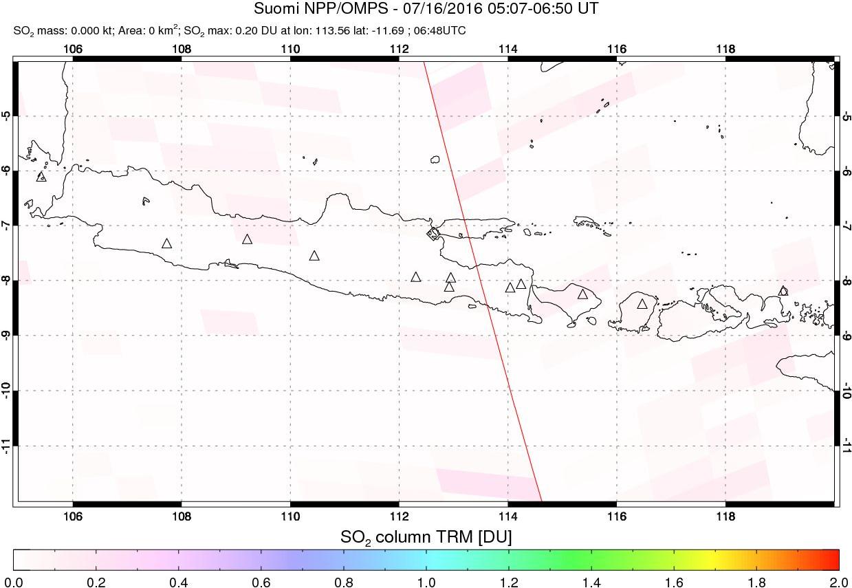 A sulfur dioxide image over Java, Indonesia on Jul 16, 2016.