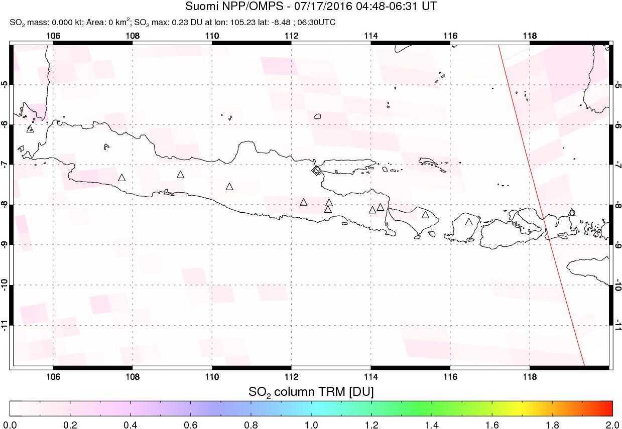 A sulfur dioxide image over Java, Indonesia on Jul 17, 2016.