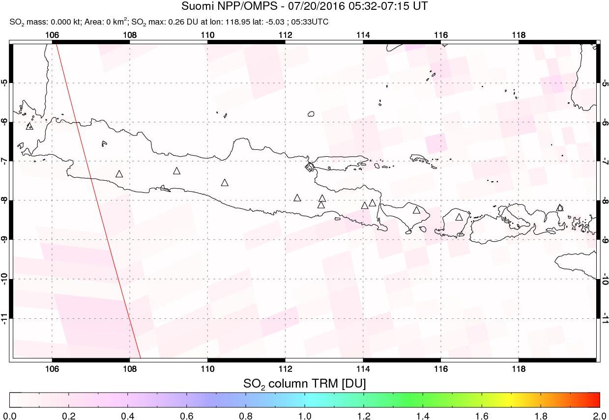 A sulfur dioxide image over Java, Indonesia on Jul 20, 2016.