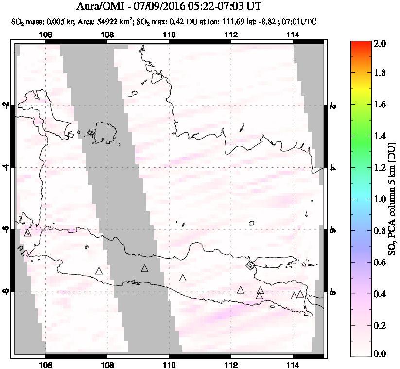 A sulfur dioxide image over Java, Indonesia on Jul 09, 2016.