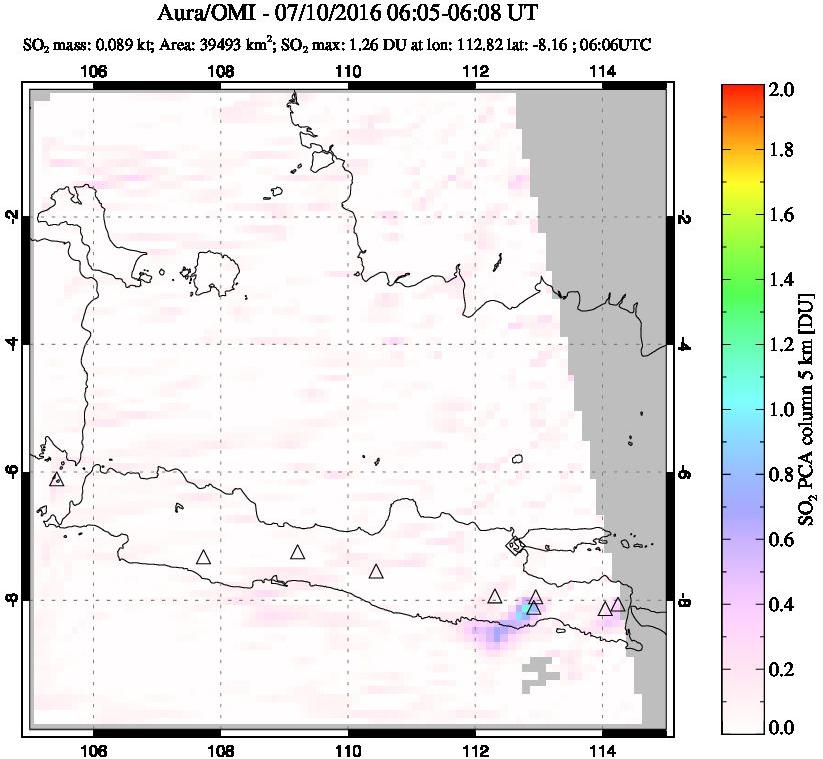 A sulfur dioxide image over Java, Indonesia on Jul 10, 2016.