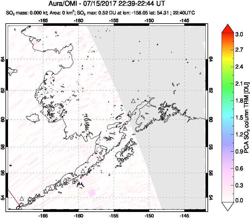 A sulfur dioxide image over Alaska, USA on Jul 15, 2017.