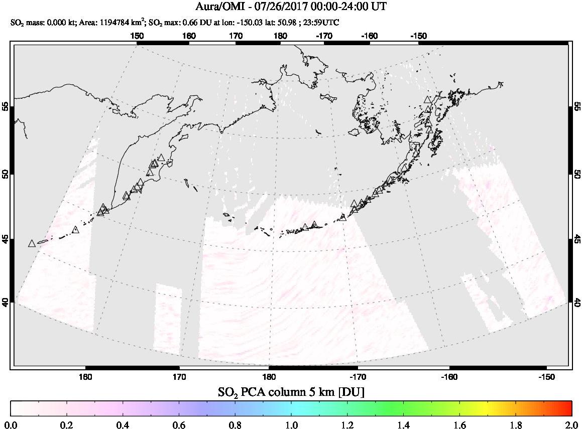 A sulfur dioxide image over North Pacific on Jul 26, 2017.