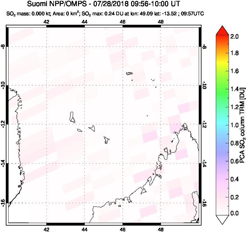 A sulfur dioxide image over Comoro Islands on Jul 28, 2018.