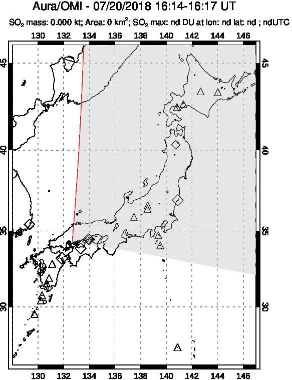 A sulfur dioxide image over Japan on Jul 20, 2018.