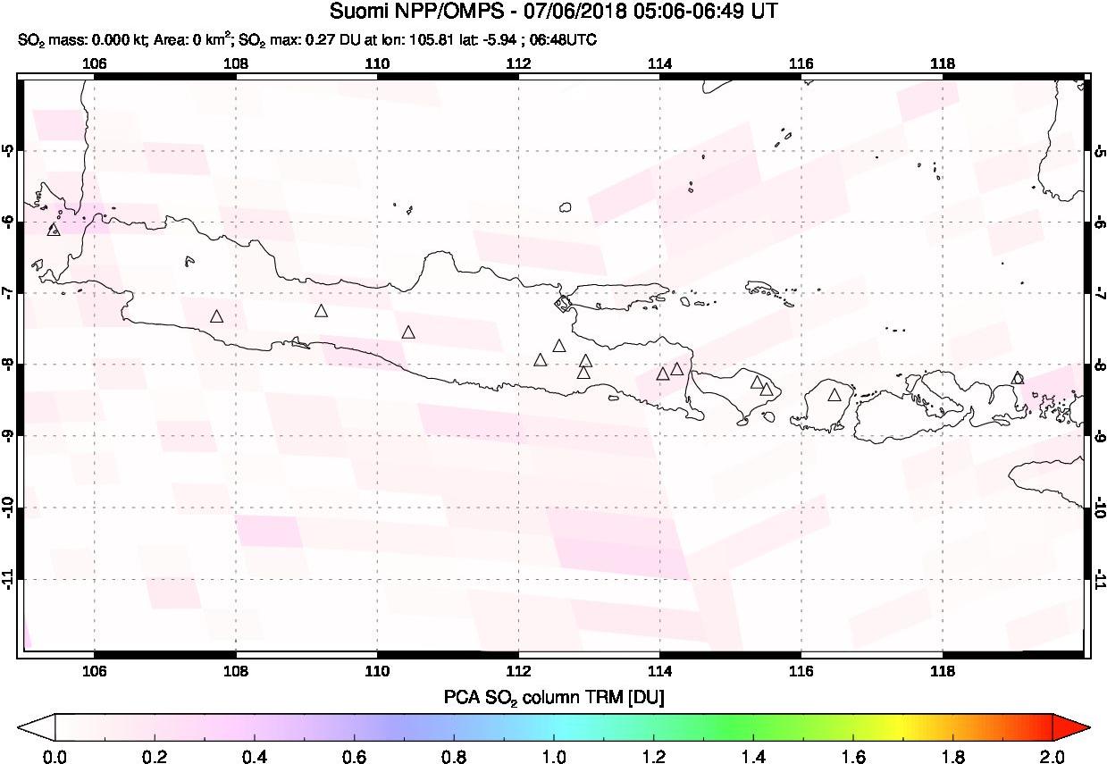 A sulfur dioxide image over Java, Indonesia on Jul 06, 2018.