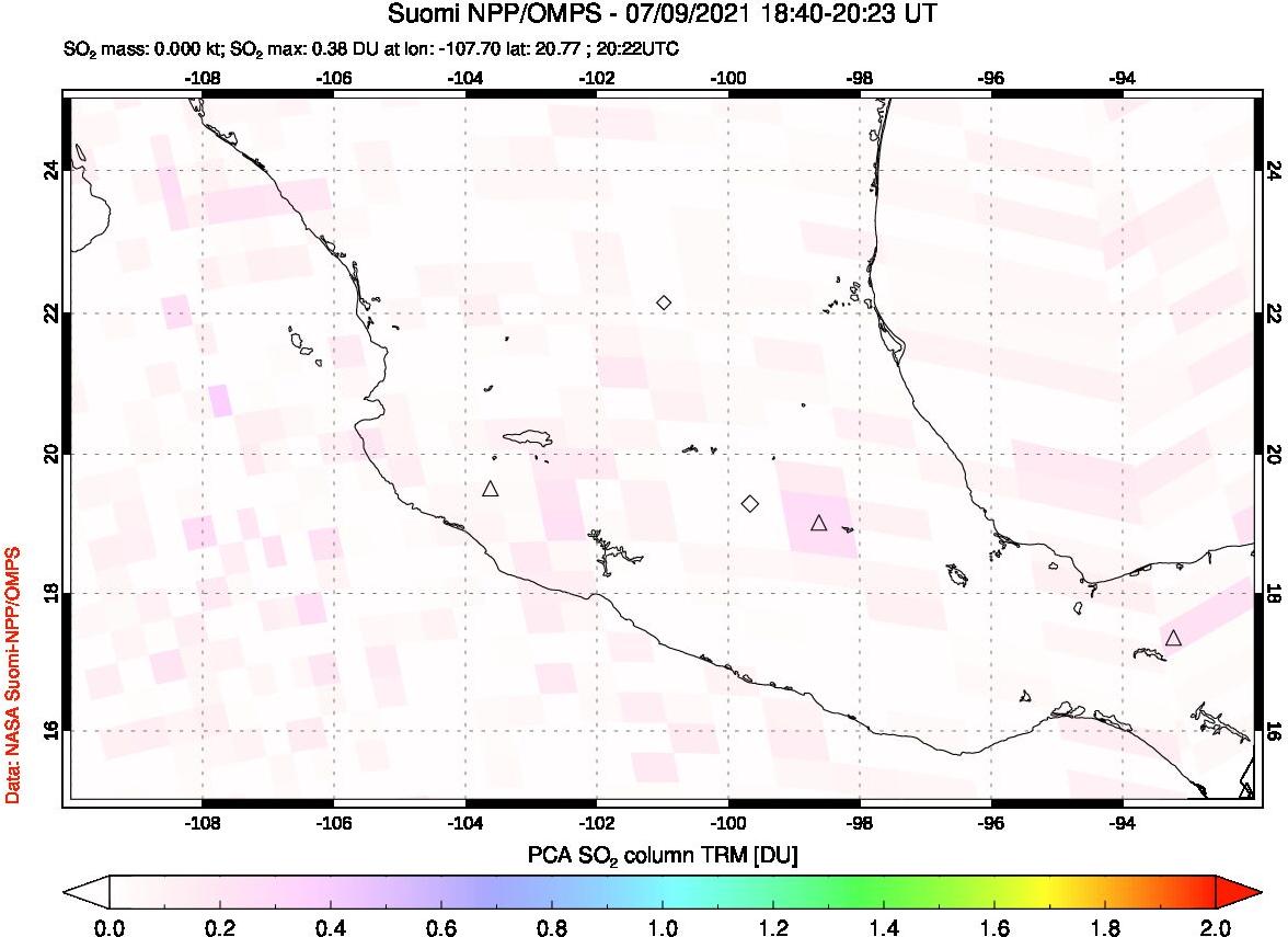 A sulfur dioxide image over Mexico on Jul 09, 2021.