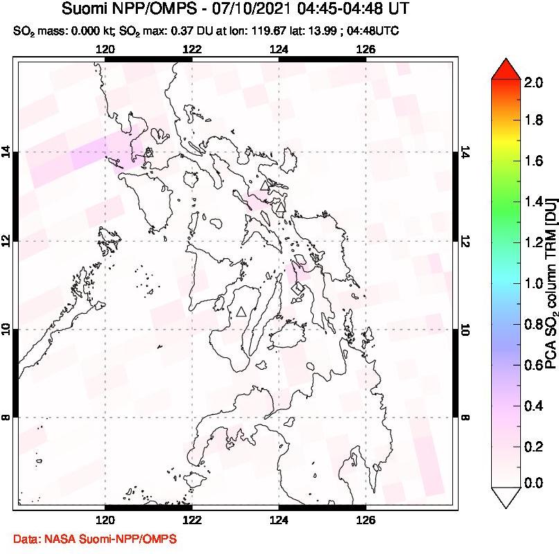 A sulfur dioxide image over Philippines on Jul 10, 2021.