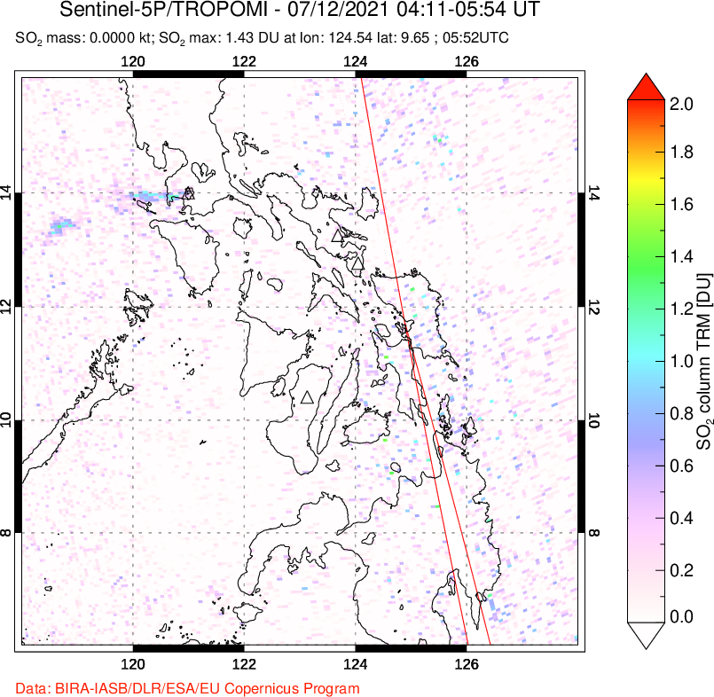 A sulfur dioxide image over Philippines on Jul 12, 2021.