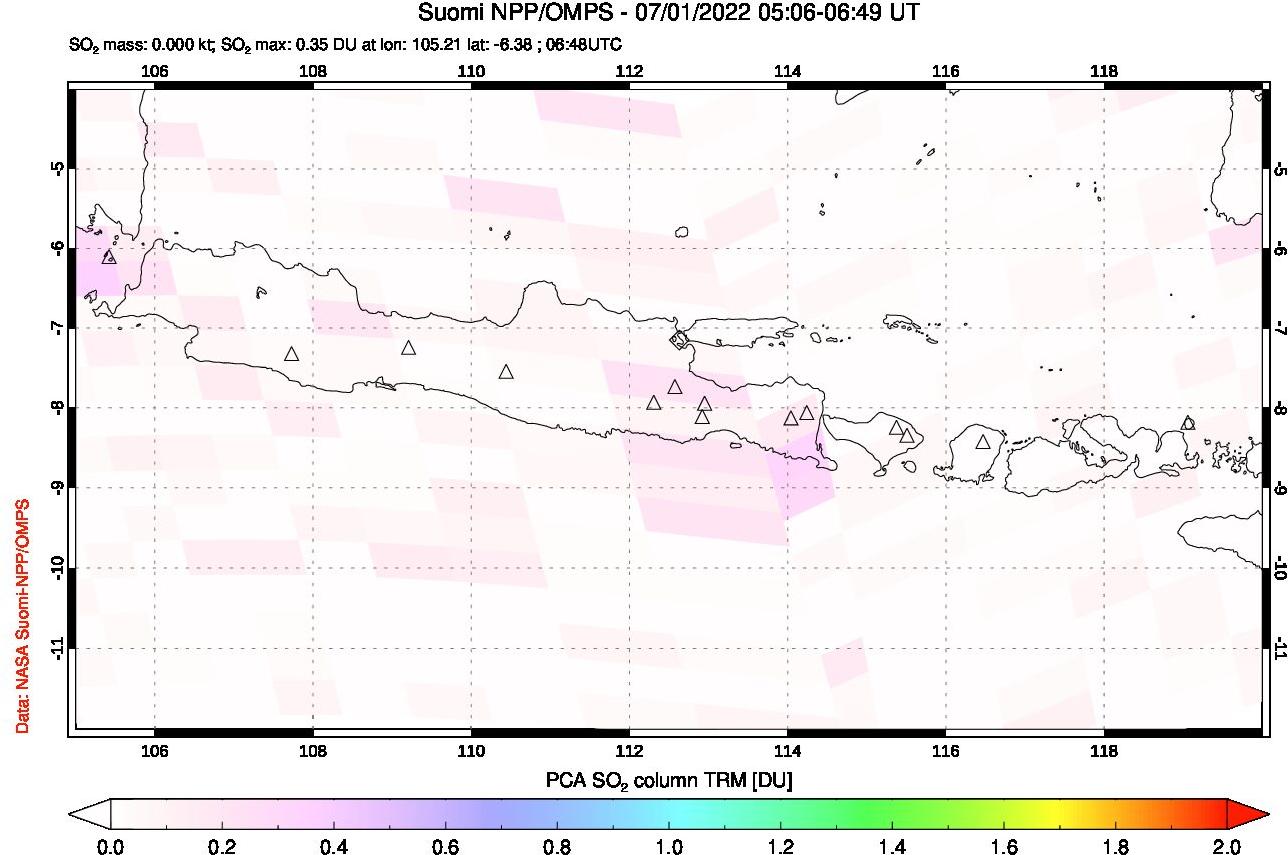 A sulfur dioxide image over Java, Indonesia on Jul 01, 2022.
