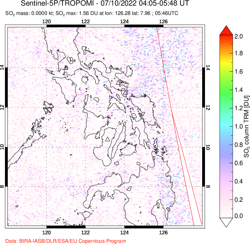A sulfur dioxide image over Philippines on Jul 10, 2022.