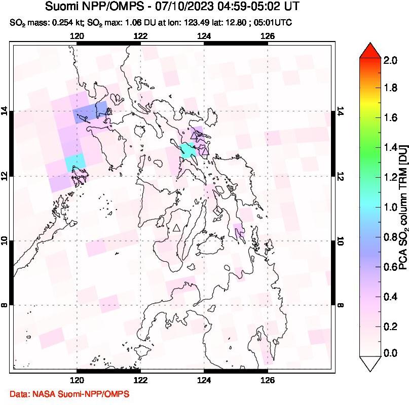 A sulfur dioxide image over Philippines on Jul 10, 2023.