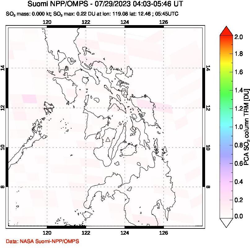A sulfur dioxide image over Philippines on Jul 29, 2023.