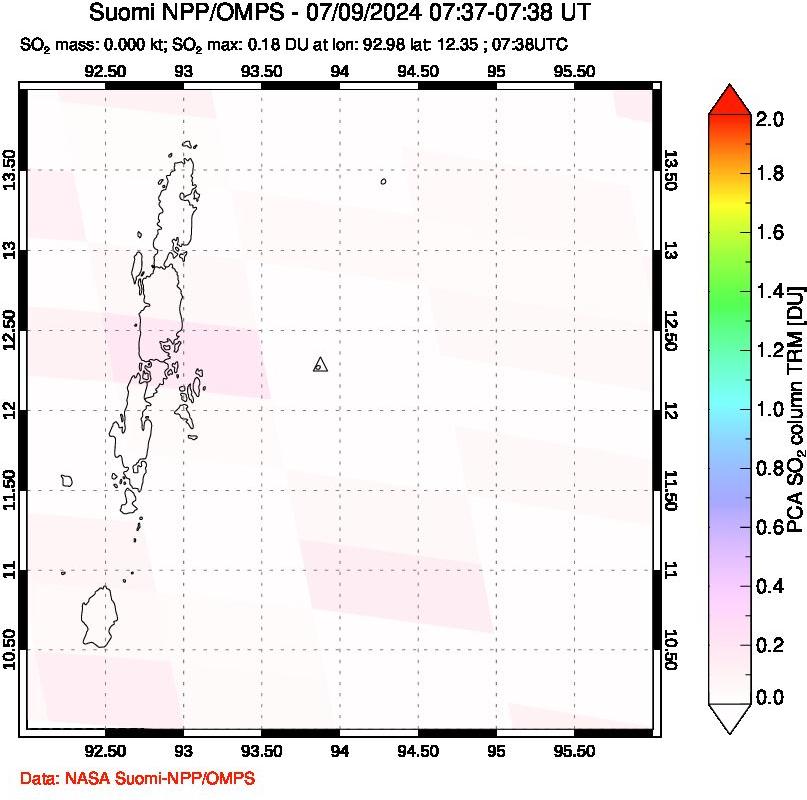 A sulfur dioxide image over Andaman Islands, Indian Ocean on Jul 09, 2024.