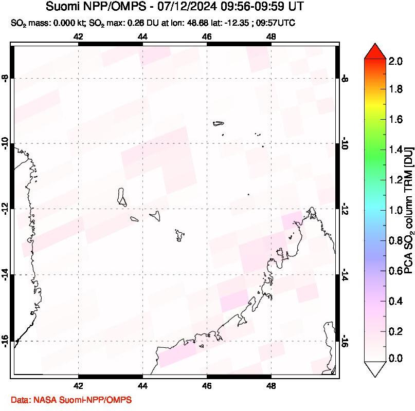 A sulfur dioxide image over Comoro Islands on Jul 12, 2024.